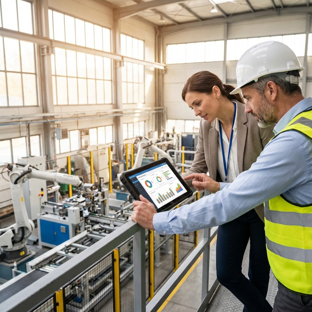 コンサルタントと工場マネージャーの協働